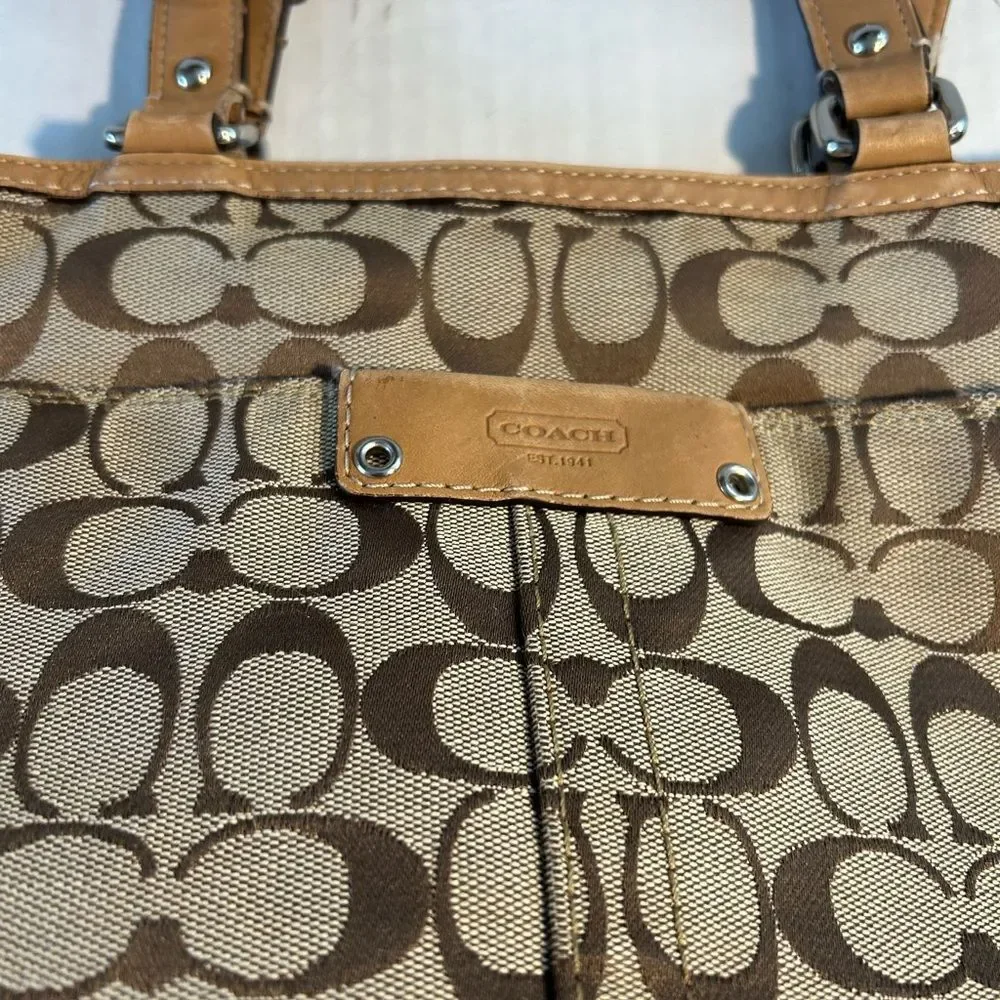 Coach Hampton Signature Brown Tote Bag F13077